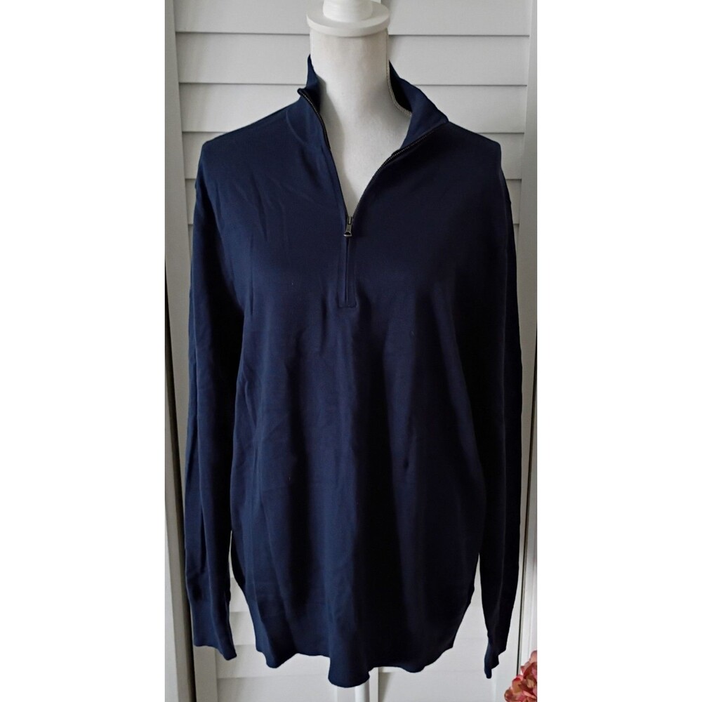 Brooks Brothers Men's Navy Supima Cotton Lightweight 1/4 Zip Pullover L